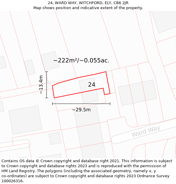 24, WARD WAY, WITCHFORD, ELY, CB6 2JR: Plot and title map