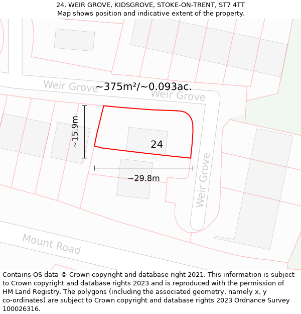 24, WEIR GROVE, KIDSGROVE, STOKE-ON-TRENT, ST7 4TT: Plot and title map