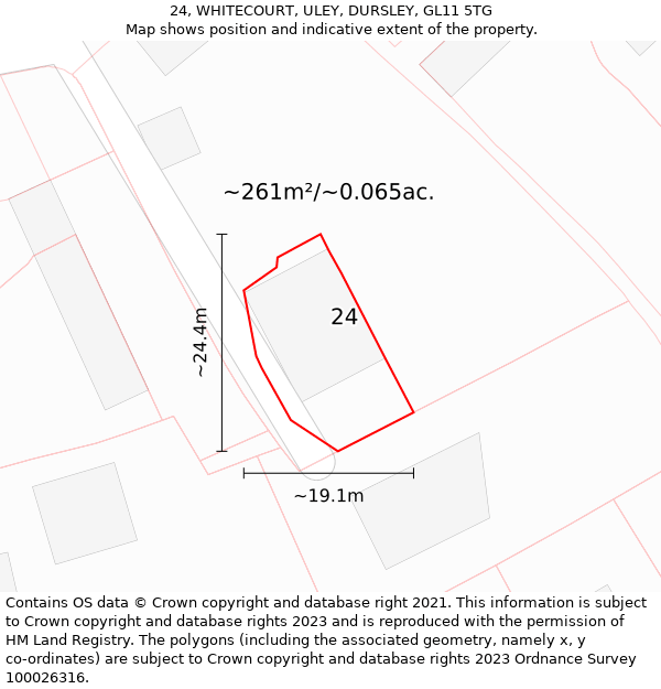 24, WHITECOURT, ULEY, DURSLEY, GL11 5TG: Plot and title map