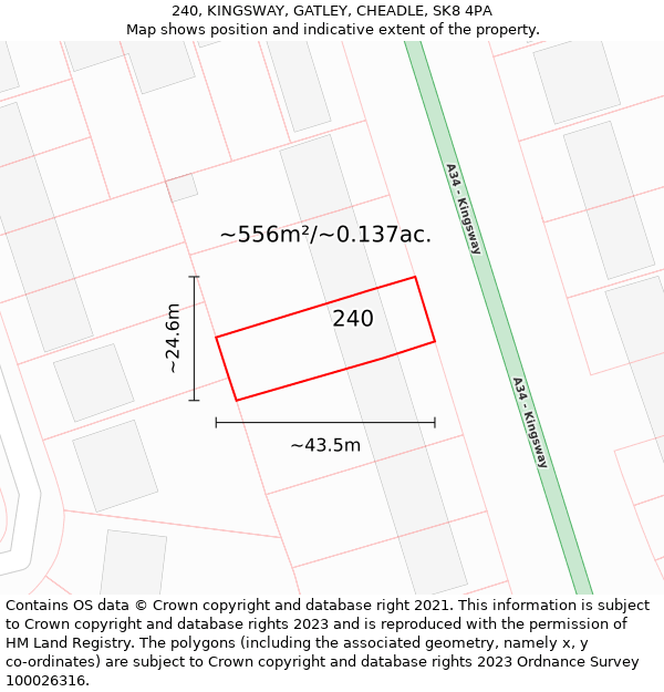 240, KINGSWAY, GATLEY, CHEADLE, SK8 4PA: Plot and title map