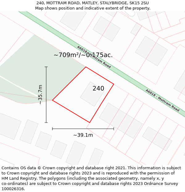 240, MOTTRAM ROAD, MATLEY, STALYBRIDGE, SK15 2SU: Plot and title map