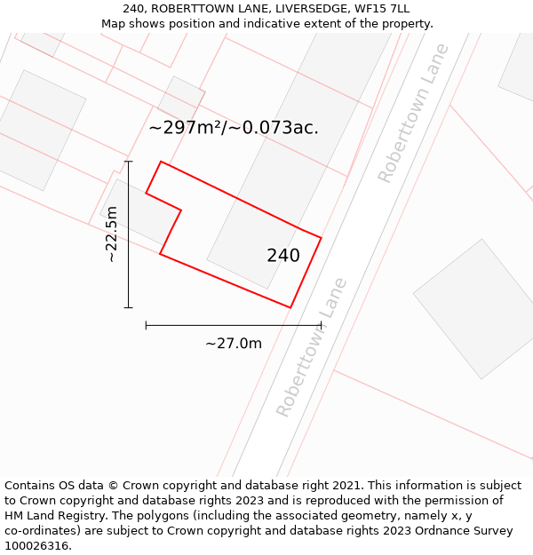 240, ROBERTTOWN LANE, LIVERSEDGE, WF15 7LL: Plot and title map