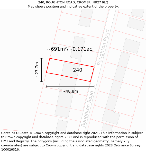 240, ROUGHTON ROAD, CROMER, NR27 9LQ: Plot and title map