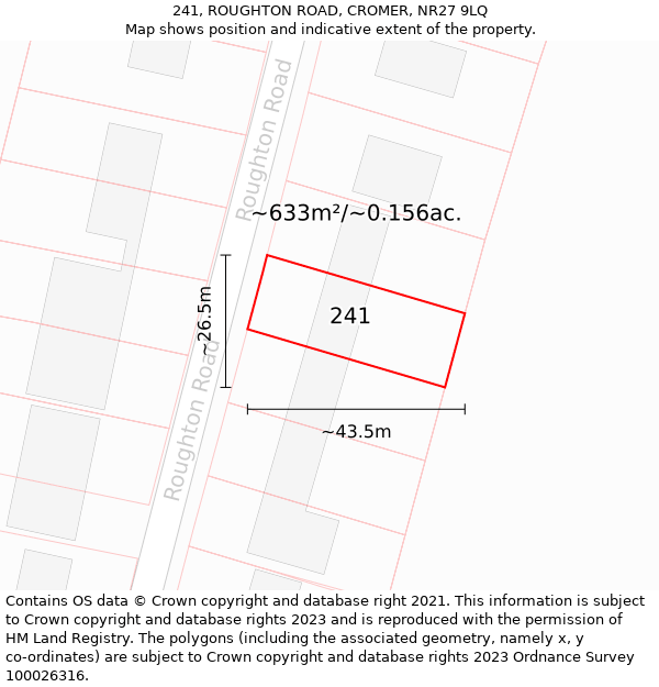 241, ROUGHTON ROAD, CROMER, NR27 9LQ: Plot and title map