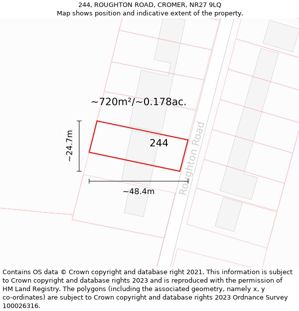 244, ROUGHTON ROAD, CROMER, NR27 9LQ: Plot and title map