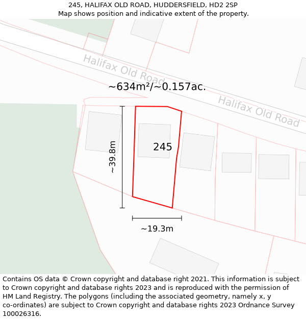 245, HALIFAX OLD ROAD, HUDDERSFIELD, HD2 2SP: Plot and title map