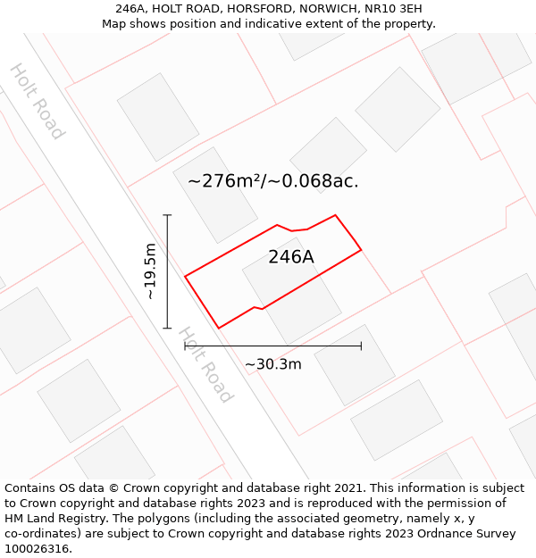 246A, HOLT ROAD, HORSFORD, NORWICH, NR10 3EH: Plot and title map