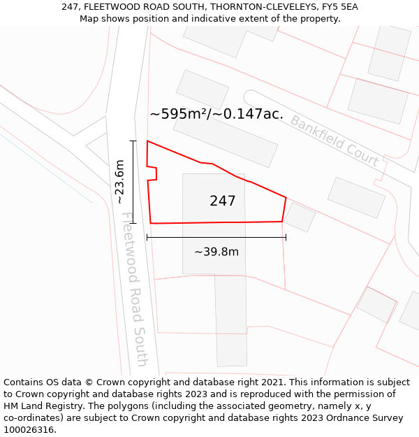 247, FLEETWOOD ROAD SOUTH, THORNTON-CLEVELEYS, FY5 5EA: Plot and title map