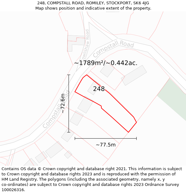 248, COMPSTALL ROAD, ROMILEY, STOCKPORT, SK6 4JG: Plot and title map