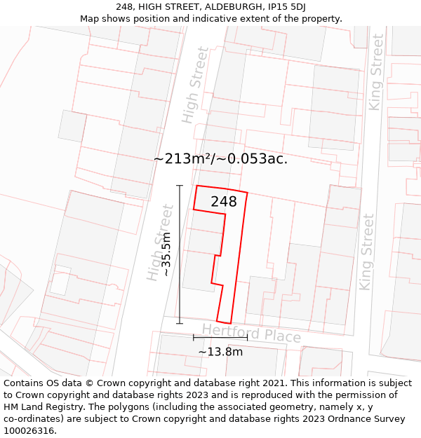 248, HIGH STREET, ALDEBURGH, IP15 5DJ: Plot and title map