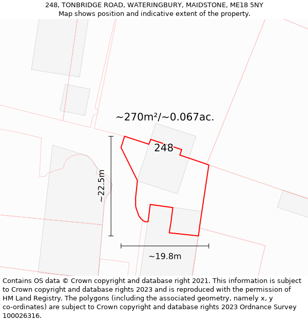 248, TONBRIDGE ROAD, WATERINGBURY, MAIDSTONE, ME18 5NY: Plot and title map