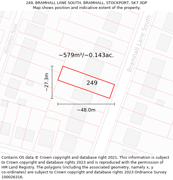 249, BRAMHALL LANE SOUTH, BRAMHALL, STOCKPORT, SK7 3DP: Plot and title map