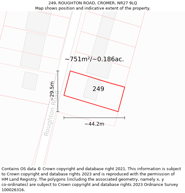 249, ROUGHTON ROAD, CROMER, NR27 9LQ: Plot and title map