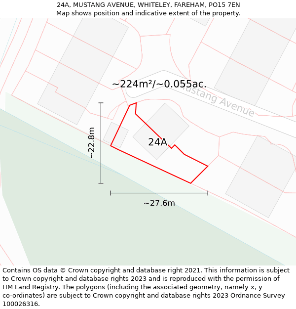 24A, MUSTANG AVENUE, WHITELEY, FAREHAM, PO15 7EN: Plot and title map