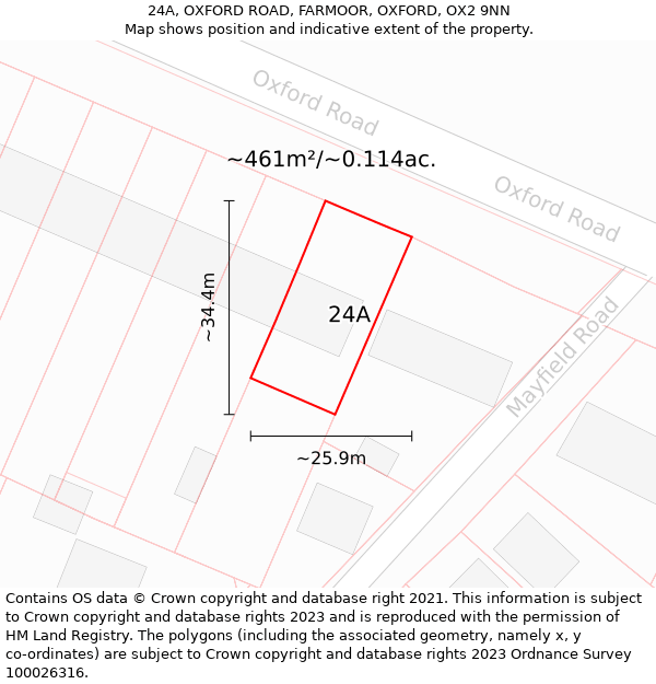 24A, OXFORD ROAD, FARMOOR, OXFORD, OX2 9NN: Plot and title map