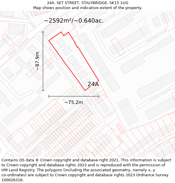 24A, SET STREET, STALYBRIDGE, SK15 1UG: Plot and title map