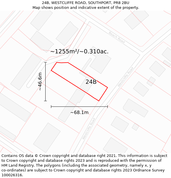 24B, WESTCLIFFE ROAD, SOUTHPORT, PR8 2BU: Plot and title map