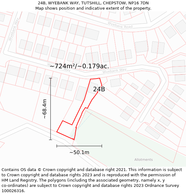 24B, WYEBANK WAY, TUTSHILL, CHEPSTOW, NP16 7DN: Plot and title map