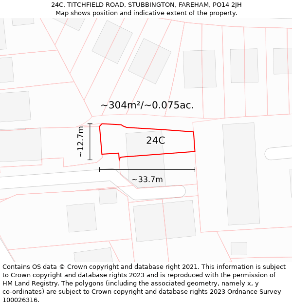 24C, TITCHFIELD ROAD, STUBBINGTON, FAREHAM, PO14 2JH: Plot and title map