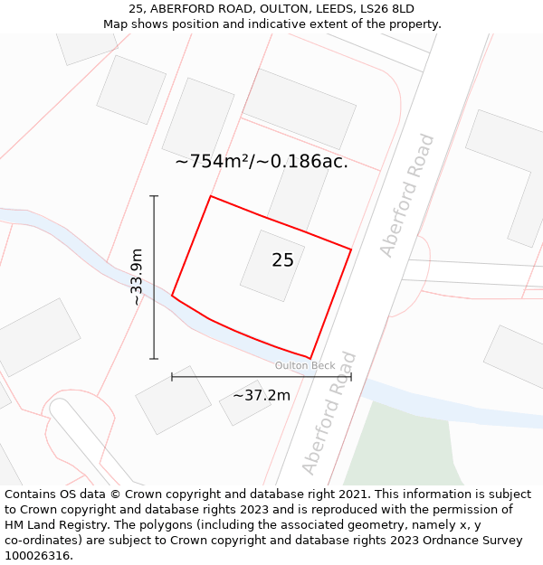 25, ABERFORD ROAD, OULTON, LEEDS, LS26 8LD: Plot and title map