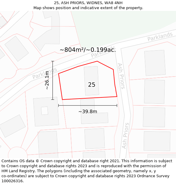 25, ASH PRIORS, WIDNES, WA8 4NH: Plot and title map