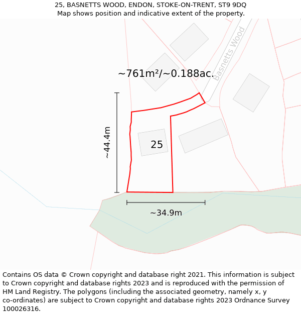 25, BASNETTS WOOD, ENDON, STOKE-ON-TRENT, ST9 9DQ: Plot and title map