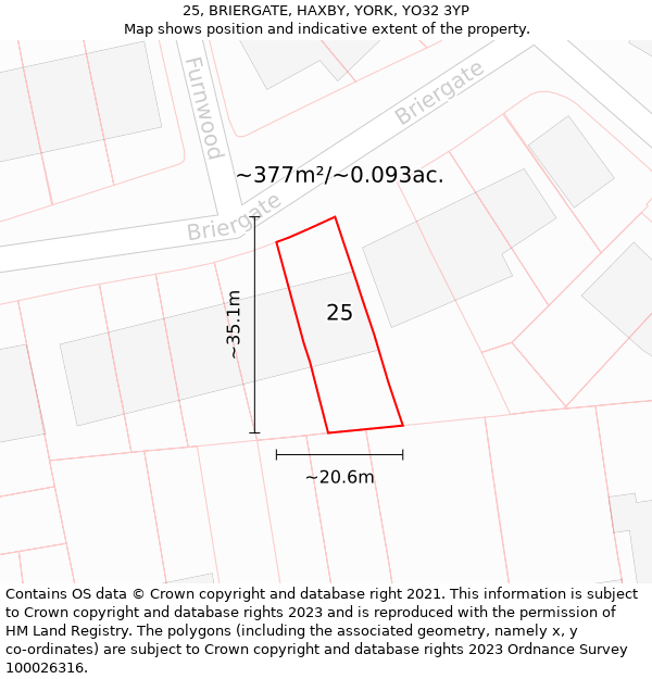 25, BRIERGATE, HAXBY, YORK, YO32 3YP: Plot and title map