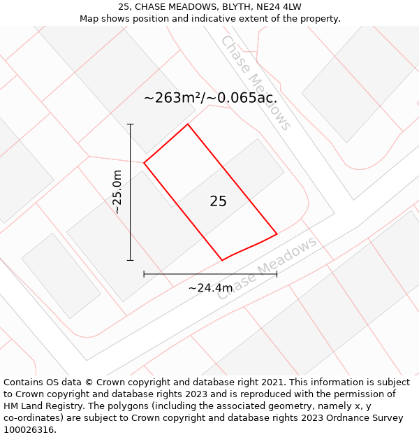 25, CHASE MEADOWS, BLYTH, NE24 4LW: Plot and title map