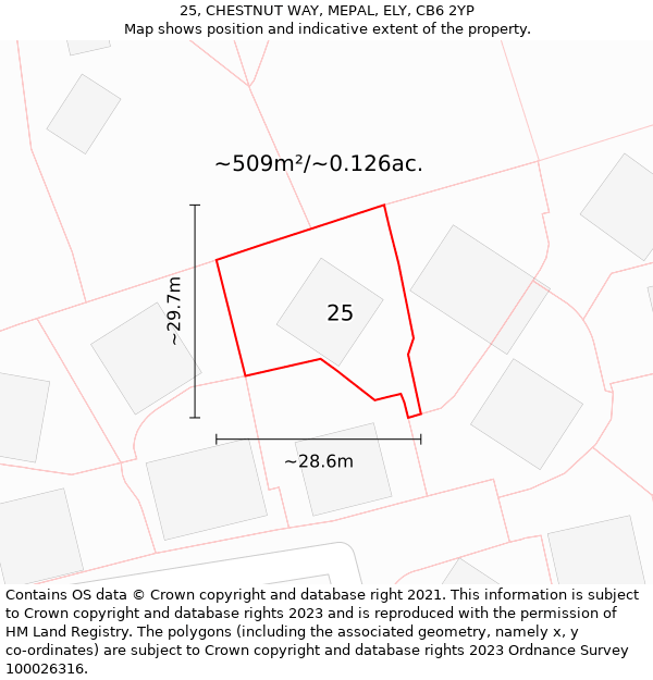 25, CHESTNUT WAY, MEPAL, ELY, CB6 2YP: Plot and title map