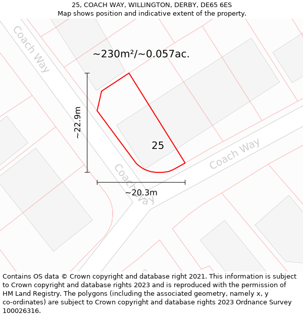 25, COACH WAY, WILLINGTON, DERBY, DE65 6ES: Plot and title map