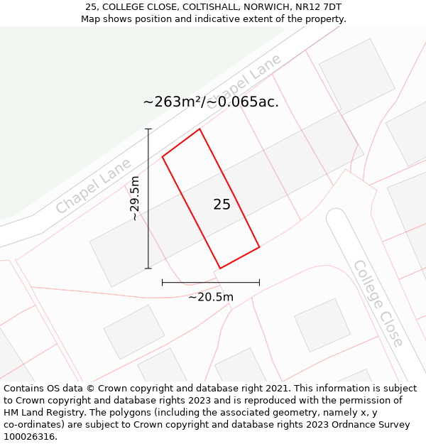 25, COLLEGE CLOSE, COLTISHALL, NORWICH, NR12 7DT: Plot and title map