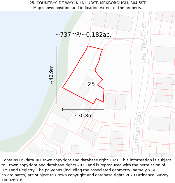 25, COUNTRYSIDE WAY, KILNHURST, MEXBOROUGH, S64 5ST: Plot and title map