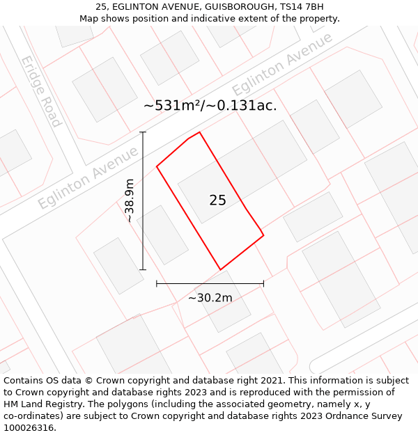 25, EGLINTON AVENUE, GUISBOROUGH, TS14 7BH: Plot and title map