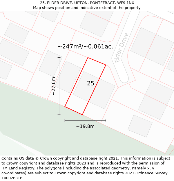 25, ELDER DRIVE, UPTON, PONTEFRACT, WF9 1NX: Plot and title map