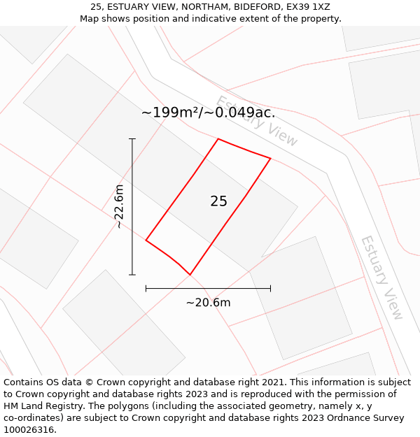 25, ESTUARY VIEW, NORTHAM, BIDEFORD, EX39 1XZ: Plot and title map