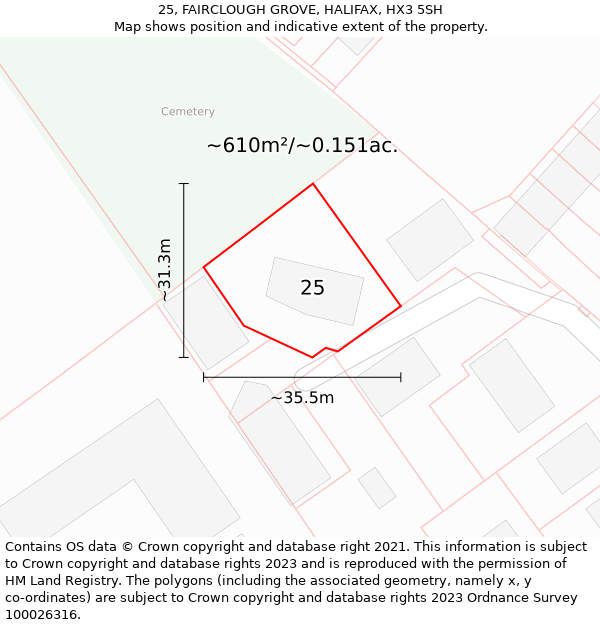 25, FAIRCLOUGH GROVE, HALIFAX, HX3 5SH: Plot and title map