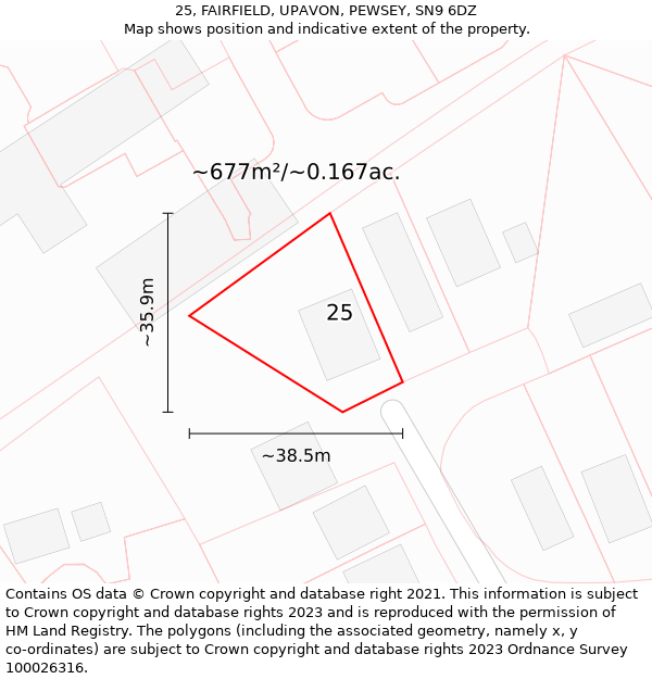 25, FAIRFIELD, UPAVON, PEWSEY, SN9 6DZ: Plot and title map