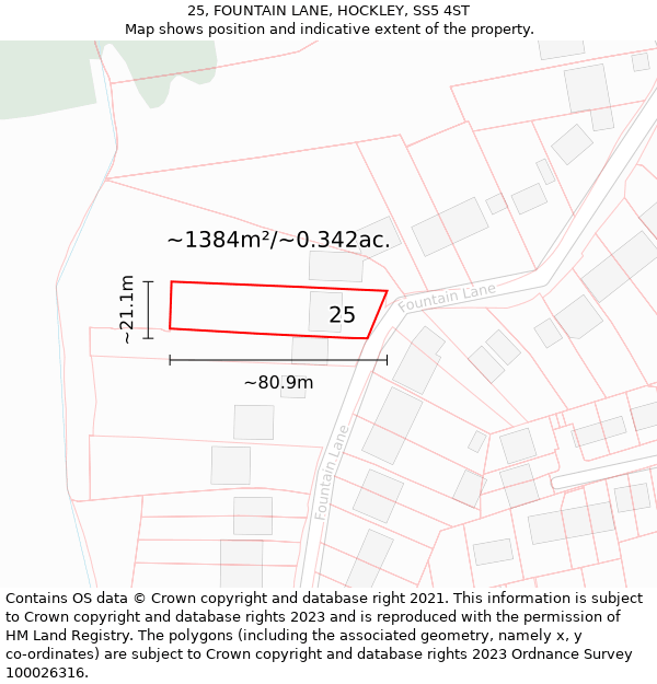 25, FOUNTAIN LANE, HOCKLEY, SS5 4ST: Plot and title map