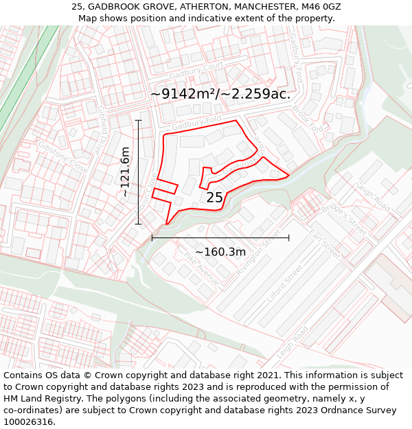 25, GADBROOK GROVE, ATHERTON, MANCHESTER, M46 0GZ: Plot and title map