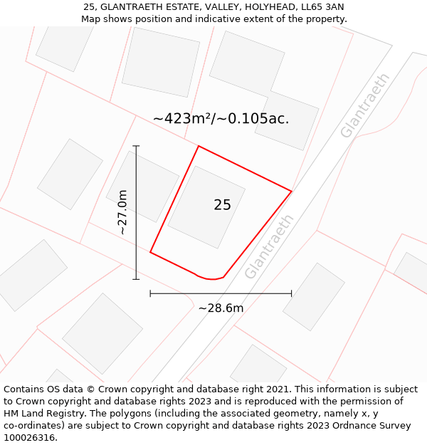 25, GLANTRAETH ESTATE, VALLEY, HOLYHEAD, LL65 3AN: Plot and title map