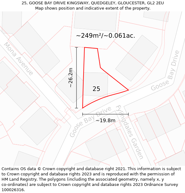 25, GOOSE BAY DRIVE KINGSWAY, QUEDGELEY, GLOUCESTER, GL2 2EU: Plot and title map