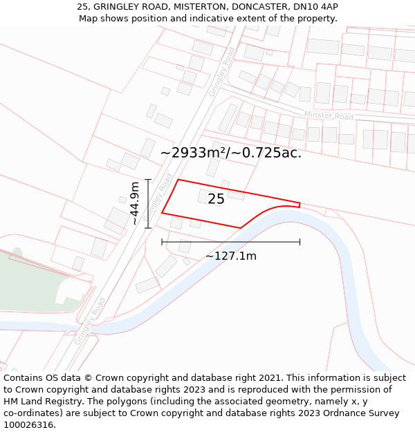 25, GRINGLEY ROAD, MISTERTON, DONCASTER, DN10 4AP: Plot and title map