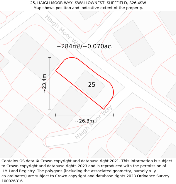 25, HAIGH MOOR WAY, SWALLOWNEST, SHEFFIELD, S26 4SW: Plot and title map