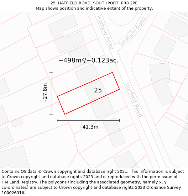 25, HATFIELD ROAD, SOUTHPORT, PR8 2PE: Plot and title map