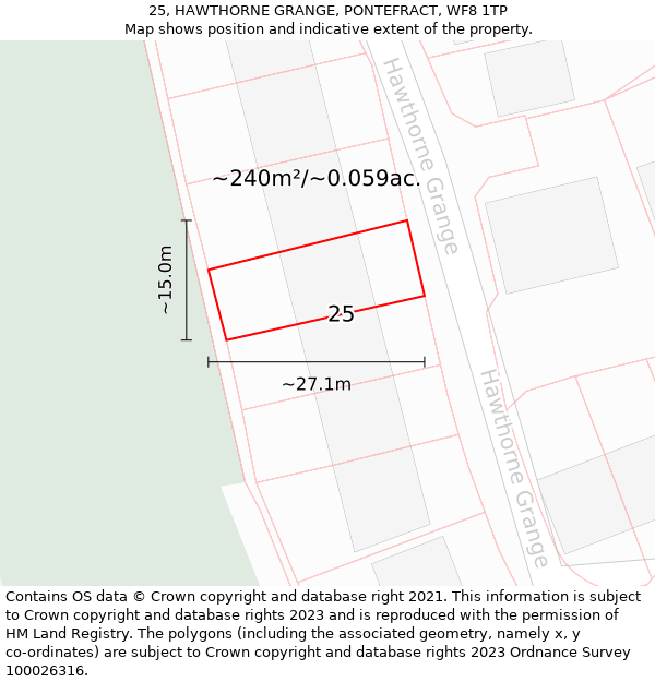 25, HAWTHORNE GRANGE, PONTEFRACT, WF8 1TP: Plot and title map