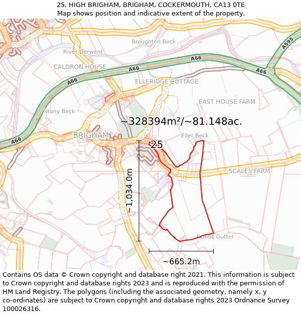 25, HIGH BRIGHAM, BRIGHAM, COCKERMOUTH, CA13 0TE: Plot and title map