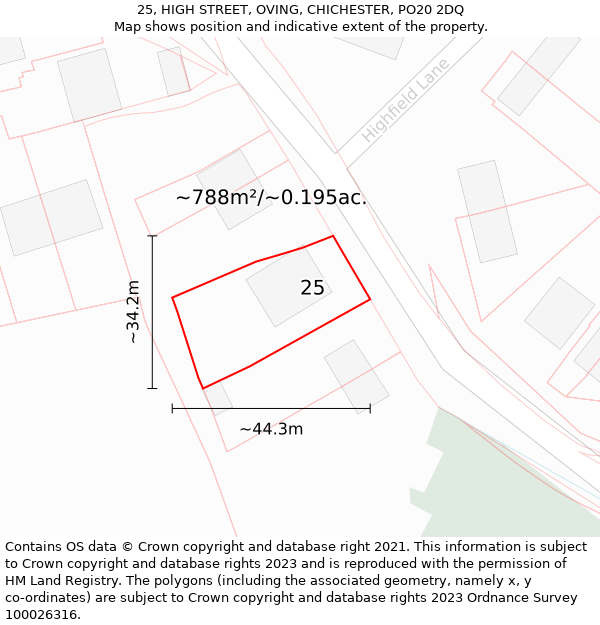 25, HIGH STREET, OVING, CHICHESTER, PO20 2DQ: Plot and title map