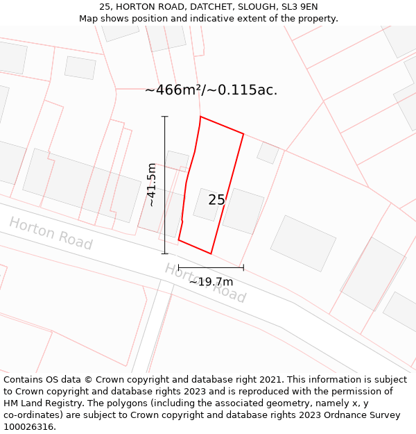 25, HORTON ROAD, DATCHET, SLOUGH, SL3 9EN: Plot and title map