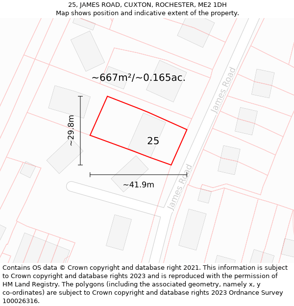 25, JAMES ROAD, CUXTON, ROCHESTER, ME2 1DH: Plot and title map