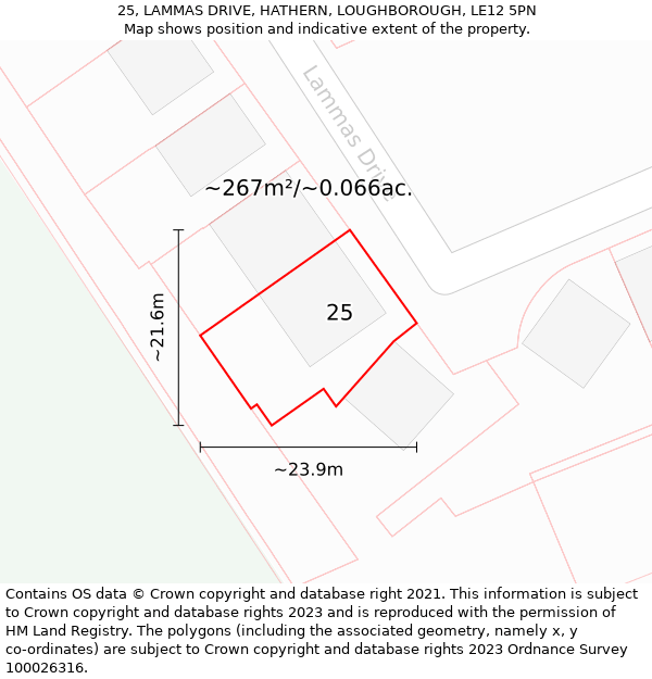 25, LAMMAS DRIVE, HATHERN, LOUGHBOROUGH, LE12 5PN: Plot and title map